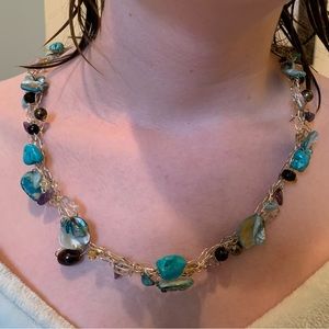 Handcrafted wire and semiprecious stone necklace